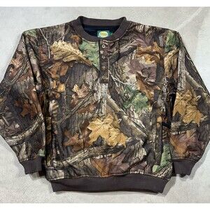 Cabelas Jacket Mens Medium Brown Backwater Camo Pullover Hunt Fish Insulated